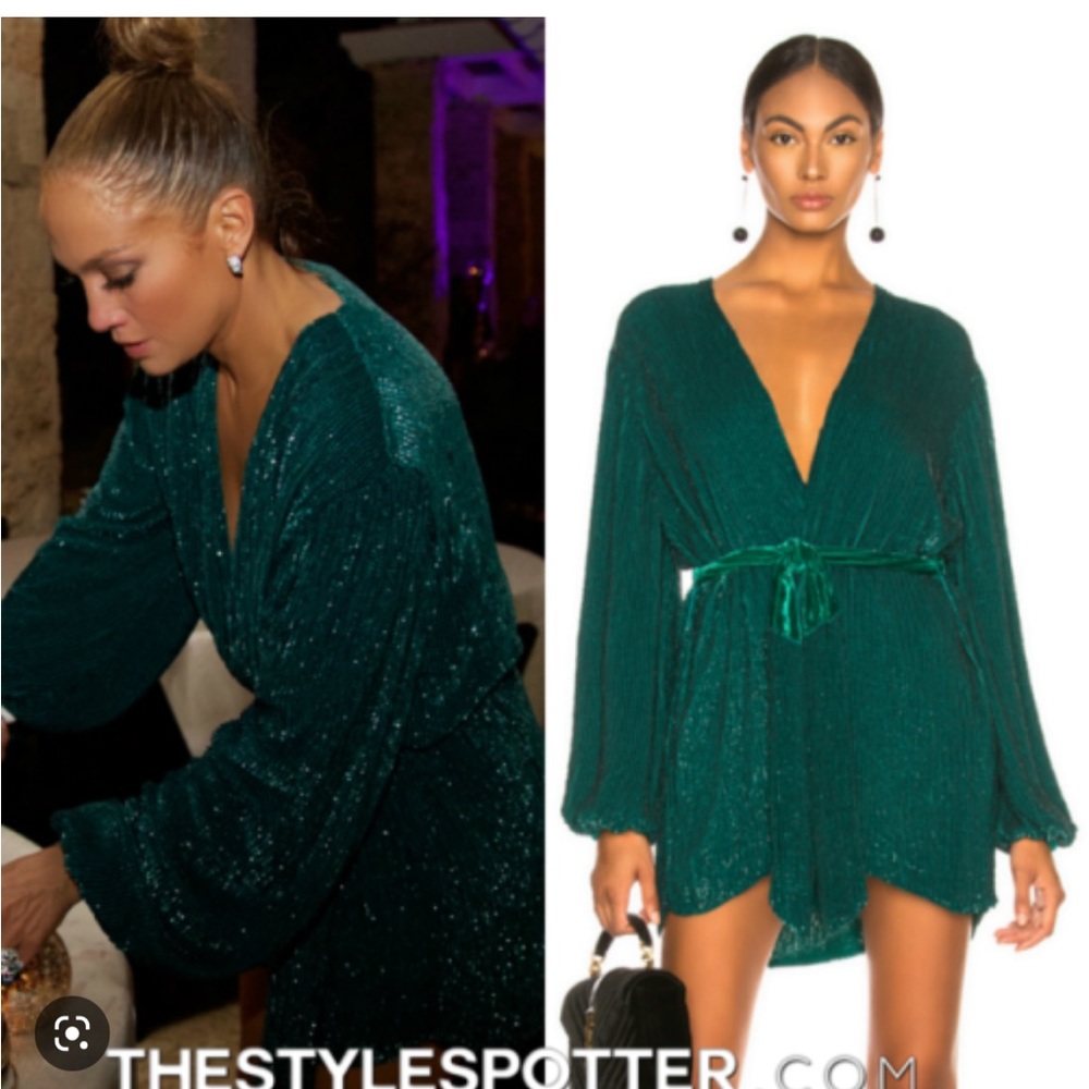 Emerald retrofete gabrielle robe dress S Sequin holiday party dress jLO